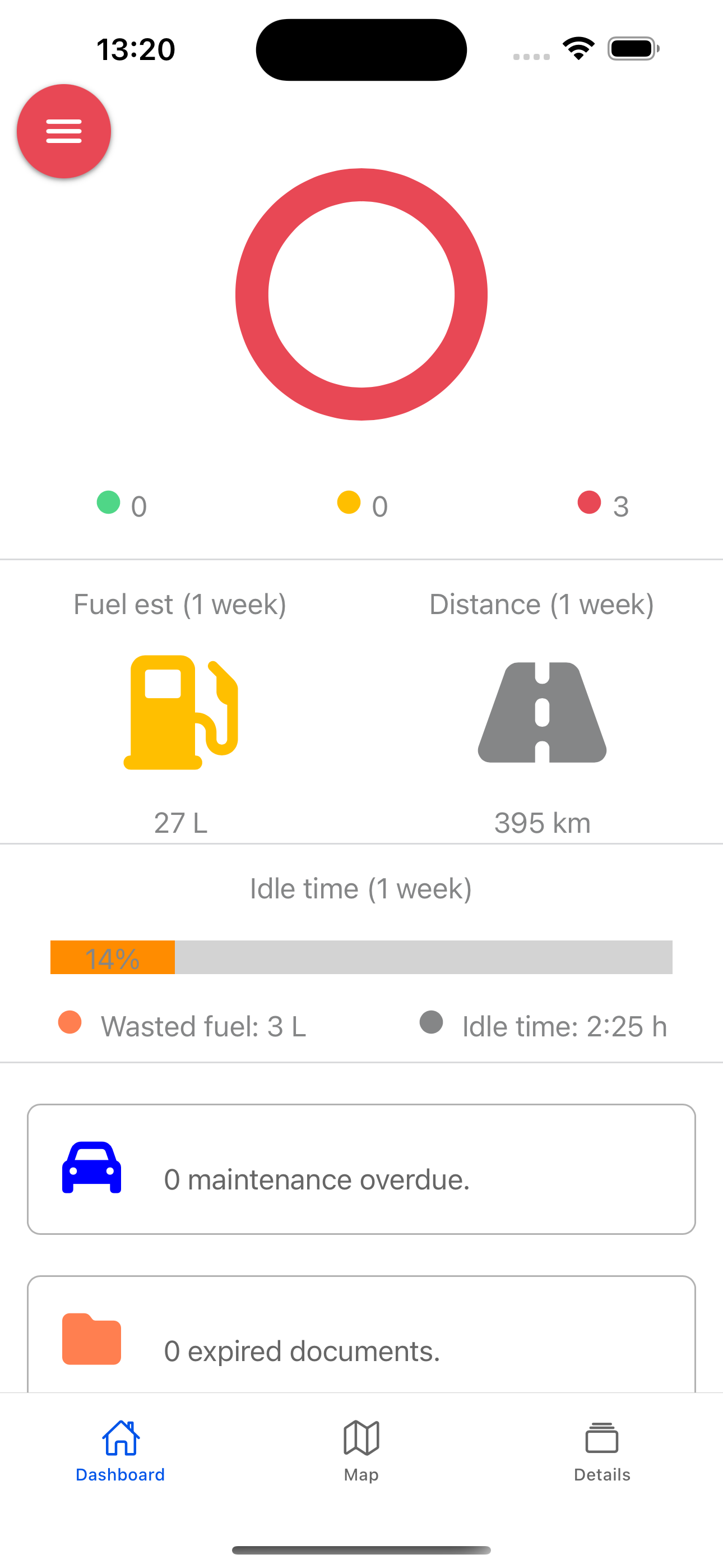 Vehicle details dashboard