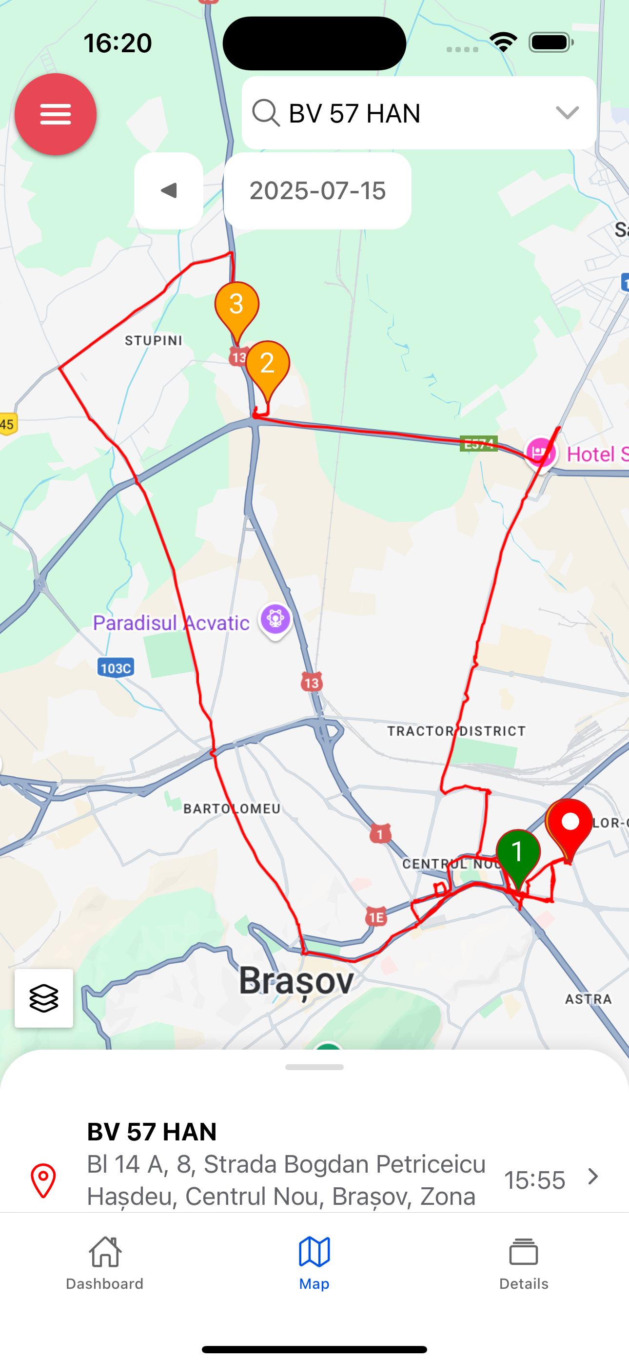 Trip history view